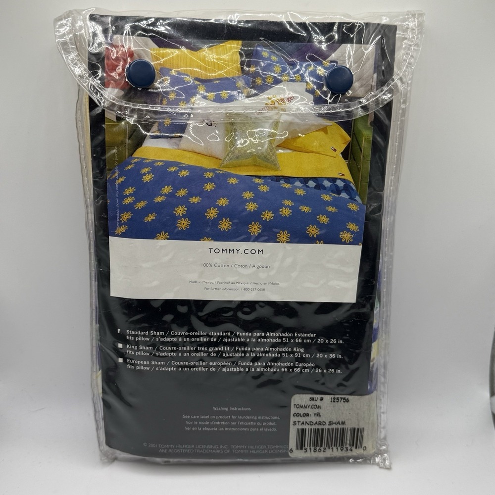 Tommy Hilfiger Standard Pillow Sham Yellow Striped 2001 new In‎ Package Cotton - Picture 2 of 9